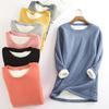Fashion Women Autumn Winter Long Sleeve O Neck Fleece Lining Thermal Warm