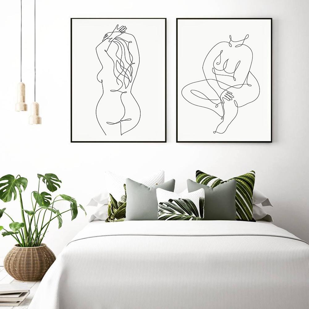 Naked Female Body Positive Art Curvy Drawing Posters  Minimalist Wall Art Canvas Print Painting Nude Woman Decorative Pictures
