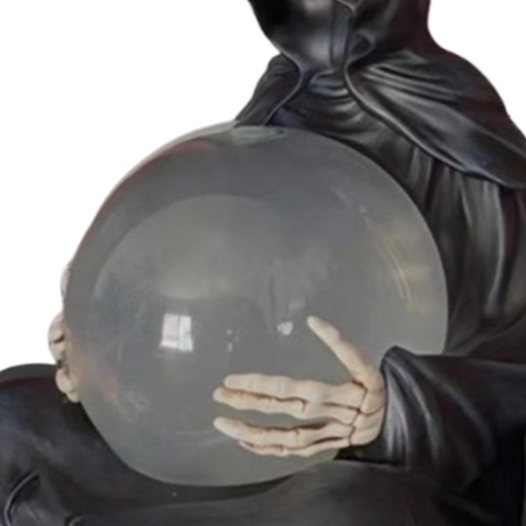 Reaper Statue Halloween Decor LED Glowing Ball Ornament Resin Sculpture The Death God's Figurine for