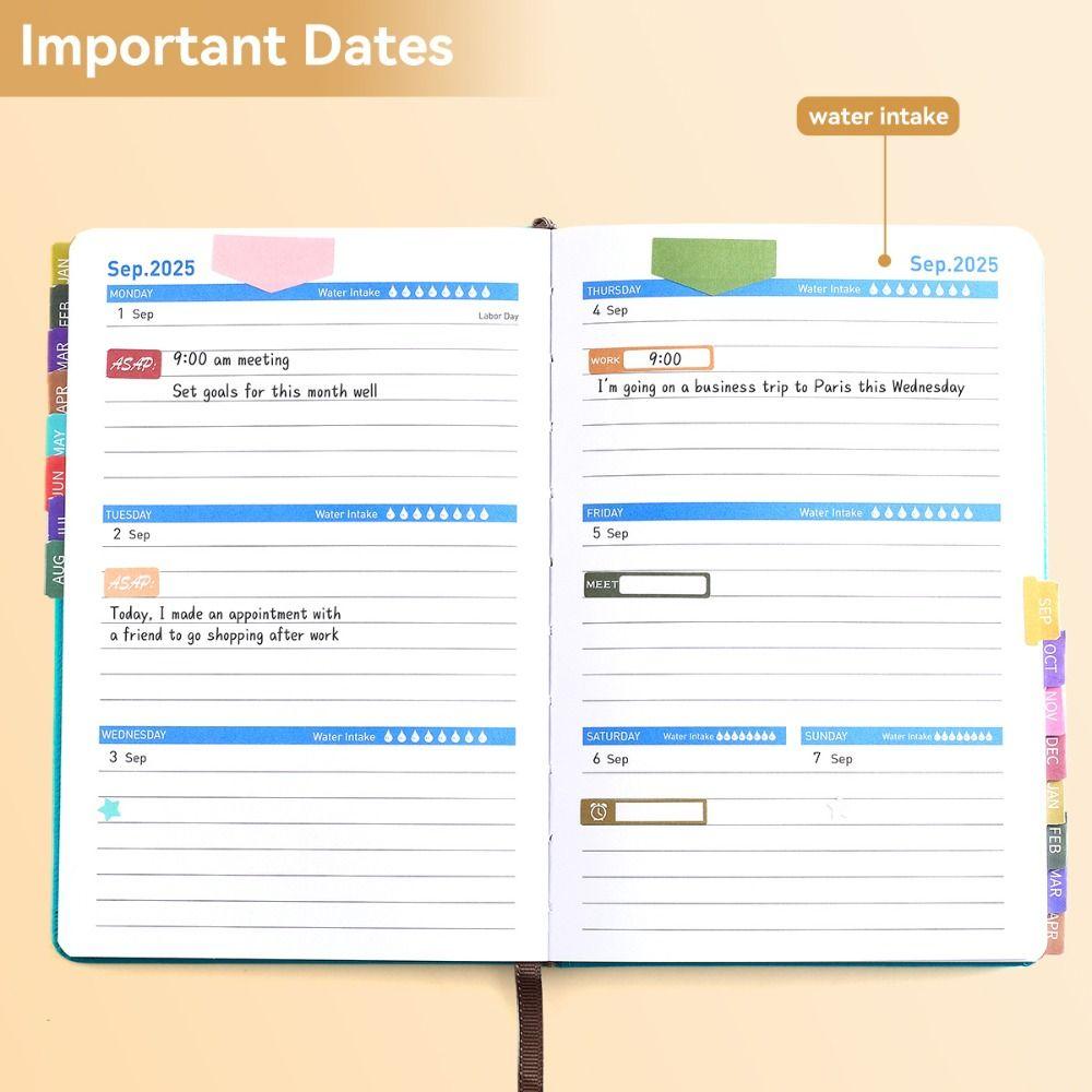 A5 Size Hardcover Calendar Efficient Weekly & Monthly Planner Durable Agenda Notebook Office