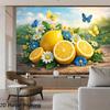 2D flat lemon flower cluster butterfly flying background cloth suitable for family gatherings birthday parties polyester