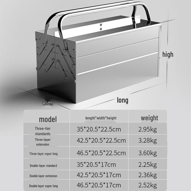 Yueyue Shang Extra Large 3-Tier Folding Stainless Steel Toolbox