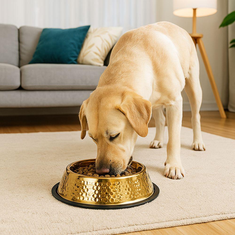 Stainless Steel Pet Feeding Bowl Gold Plated Cat Food Dish Anti-fall Dog Food Basin for Feeding