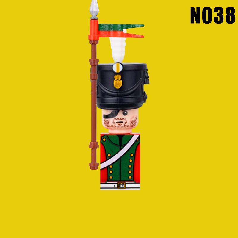 Medieval Napoleonic Knight Soldier Figures Building Blocks Miliatry War Infantry Guard Sword Cloak Flag Backpack Bricks Toy Gift