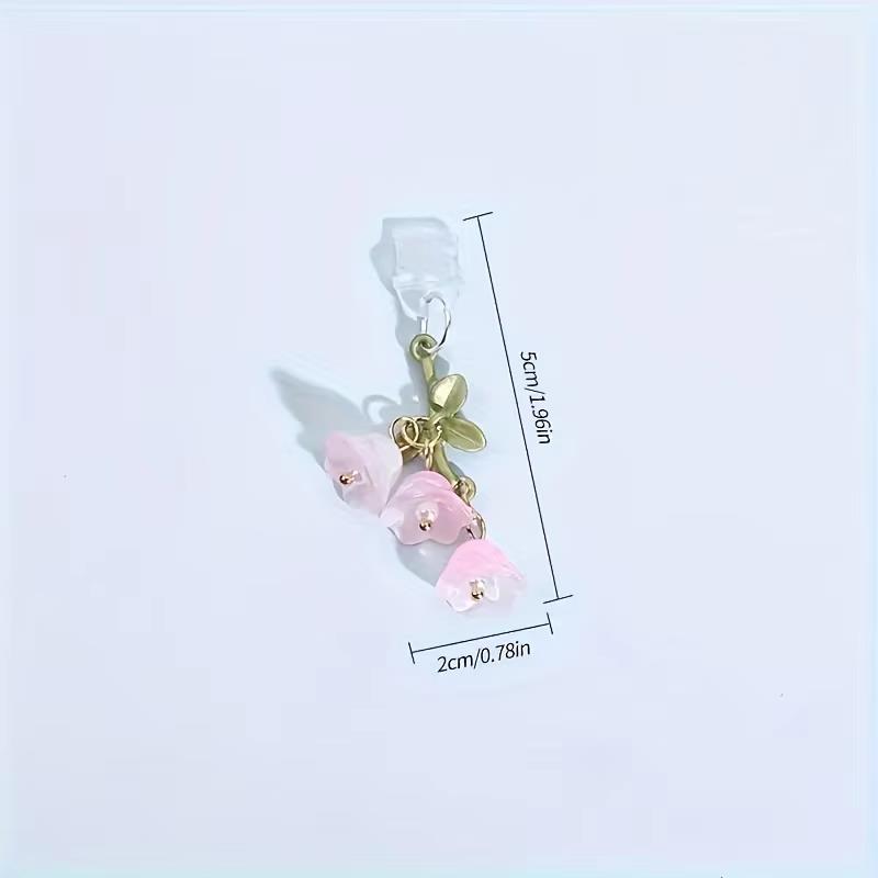 1/5Pcs For Phone/Type-C Phone Dust Plug Cute Pink Flowers Rainbow Phone Interface Dust Plug DIY Accessories2