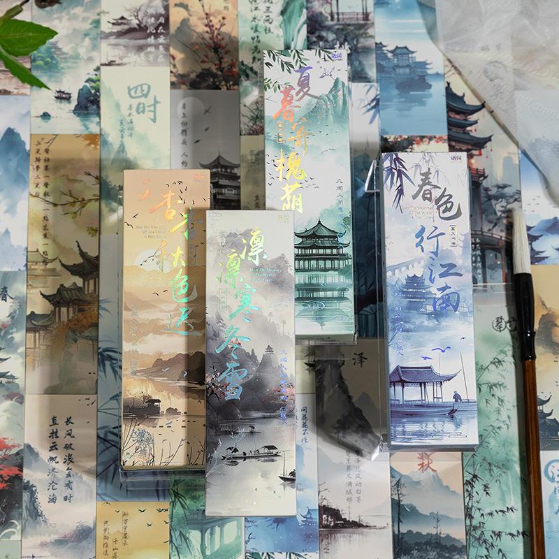 30 шт./набор эстетических ретро-закладок в китайском стиле с изображением гор, рек, дворцов, закладок для книг, креативных подарков для учителей и друзей