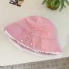 Милая кружевная шляпа-ведро с бантом для женщин и девочек, хлопковая кепка-рыбак со звездой и бантом, корейская шляпа Y2K для бассейна, для путешествий, отдыха, солнца