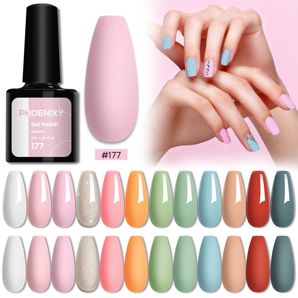 PHOENIXY 12 цветов гель-лака для ногтей набор отмачиваемый полуперманентный гель УФ светодиодный лак для ногтей маникюрный гель-набор для ногтей подарок для женщин