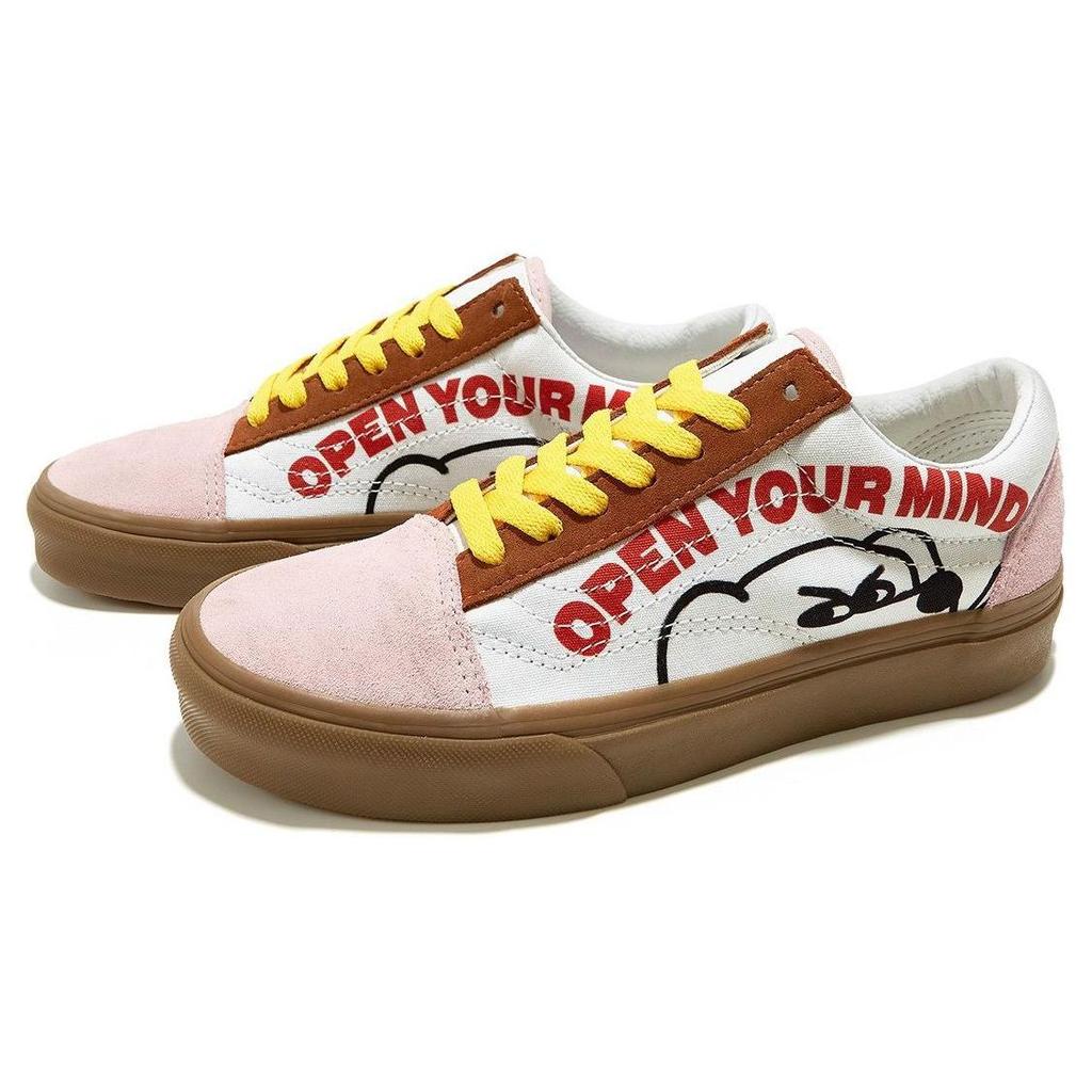 Vans Fever Dog X Серия Old Skool Повседневные Прочные Низкие Кеды для Скейтборда Унисекс кроссовки Белый Коричневый Розовый VN0A4OE25V8