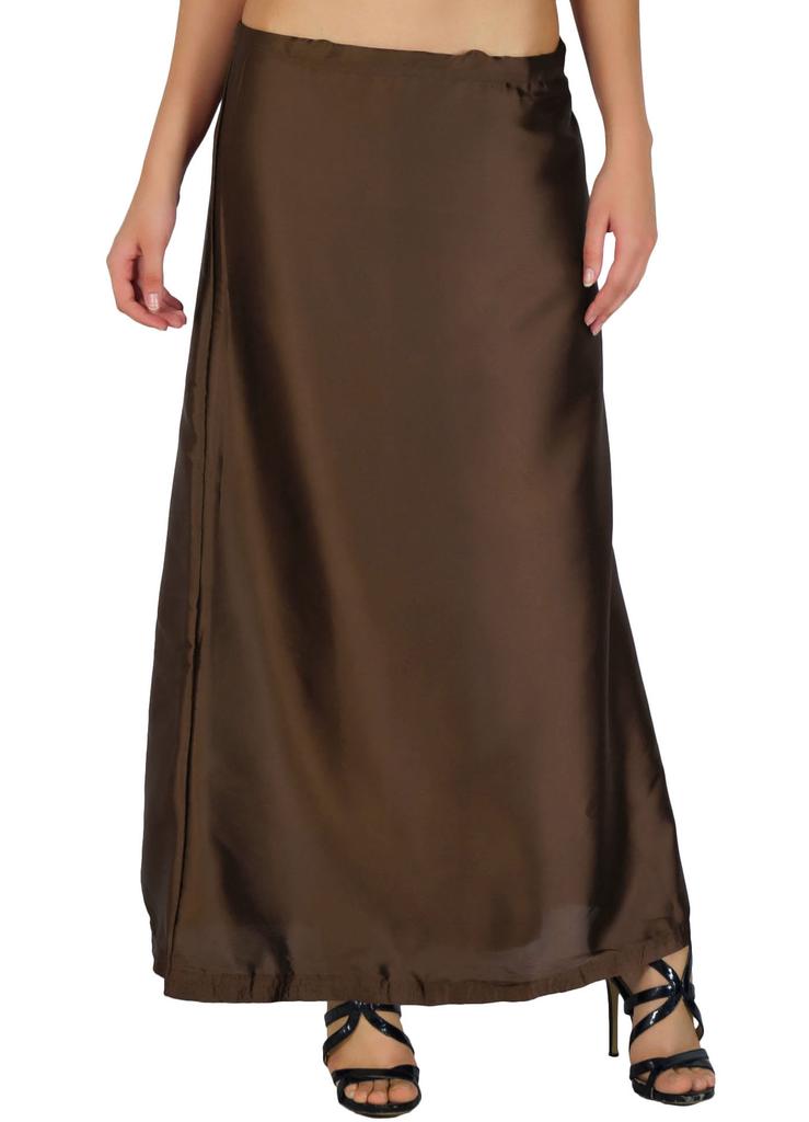 Readymade Stitched Brown Petticoat Bollywood Satin Silk Inskirt Lining For