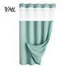 No Hook Shower Curtain for Bathroom Curtain, Waterproof with Snap-on Liner, Guest Mesh Top, Machine Washable Divider RV Hotel