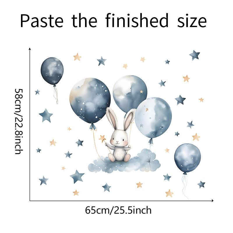Наклейки на стены из воздушных шаров с изображением кролика и звезды, детская комната, детский сад, фоновые украшения, наклейки на стену