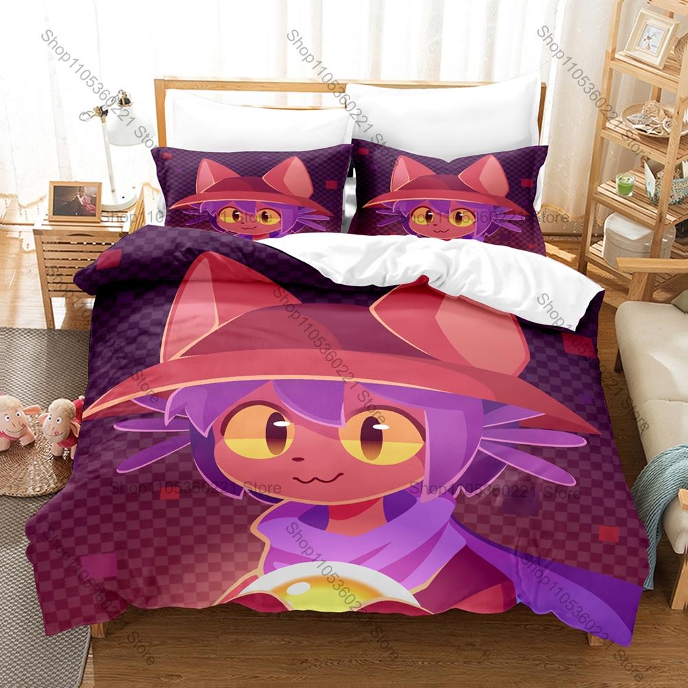 Niko OnesFan Merch Duvet Cover + 2 Pillowcases, Unique Game Art Print Bedding Set Comfortable Textile for Gaming Collectors