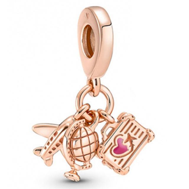 Подвеска из стерлингового серебра 925 пробы, попугай, хамелеон, ломтик лимона, розовая морская черепаха, подвеска для скутера, бусина, подходит для популярного браслета, ювелирные изделия своими руками