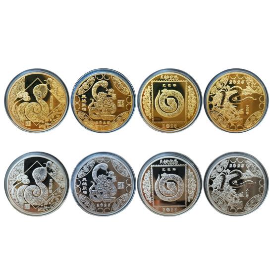 2025 Snake Commemorative Coin Chinese New Year Collectible Iron Coin Year of The Snake Badge Coin for Wealth And Good Luck