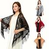 Elegant Lace Fringed Shawl Breathable Hollowout Designs Shoulder Wrap Perfect for Spring and Outdoor Activity Fashion