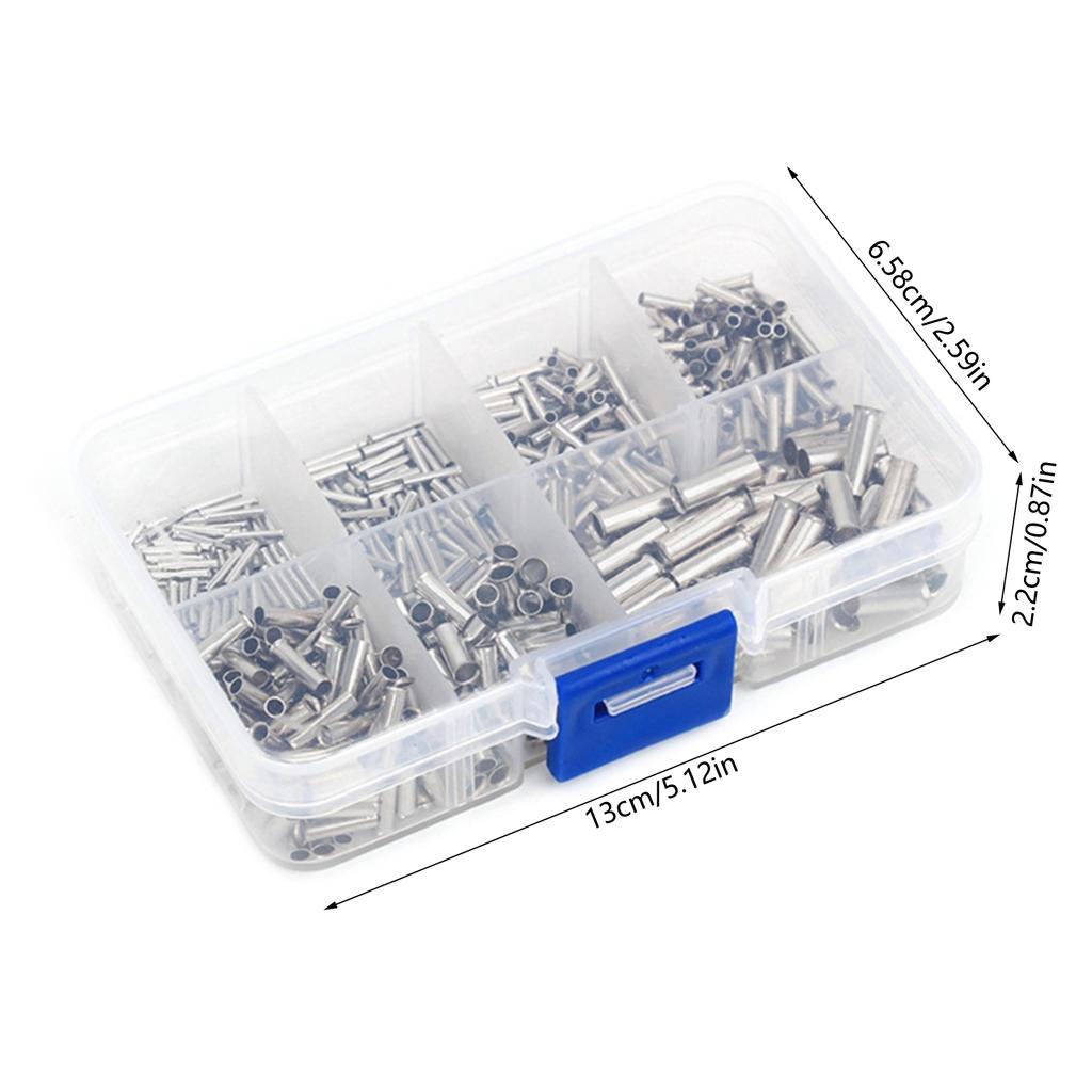 Неизолированные кабельные гильзы Универсальный набор наконечников для проводов Медные обжимные клеммы для концов проводов 600 шт./набор