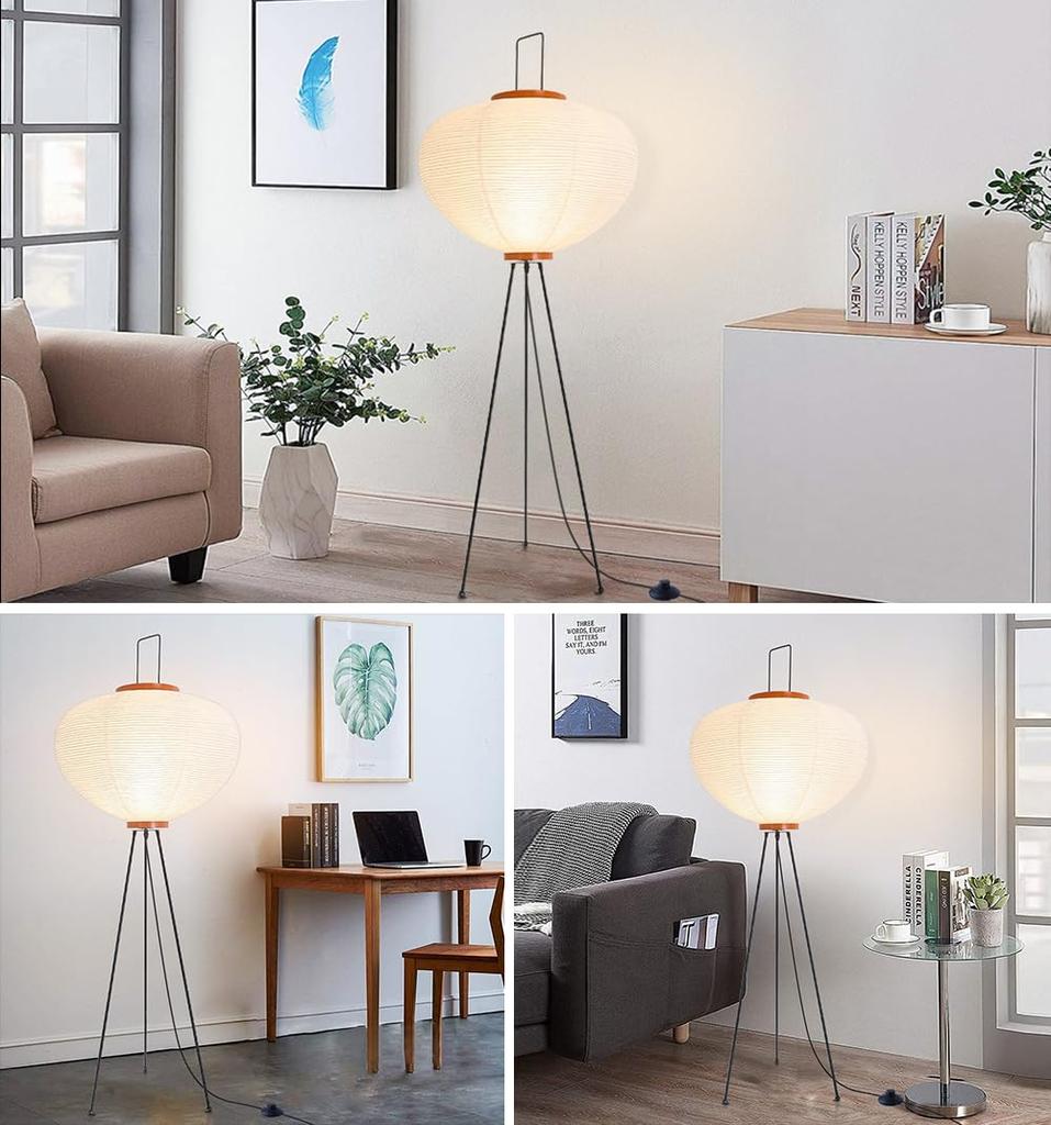YLTLINK Isamu Noguchi Lighting, Japanese-style Paper Lantern Lighting for Bedroom, Senshi Stud Light for Bedroom, Stylish Lighting with Foot Switch,