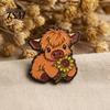 Metal Decoration Pins Cartoon Highland Cow Brooch Pin, Animal Shape Lapel Zinc Alloy Sweater Cardigan Coat Suit Scarf Decor, Men Women Clothing