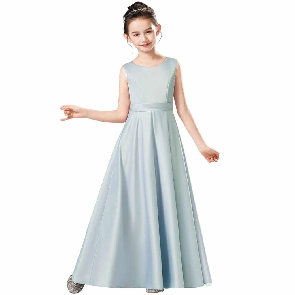 Long Dress for Kids Piano Formal Plain Junior High [LIANFOR] Girls, Recital, Children's Dress, Satin, Elegant, Junior, School, Invitation, Concert,