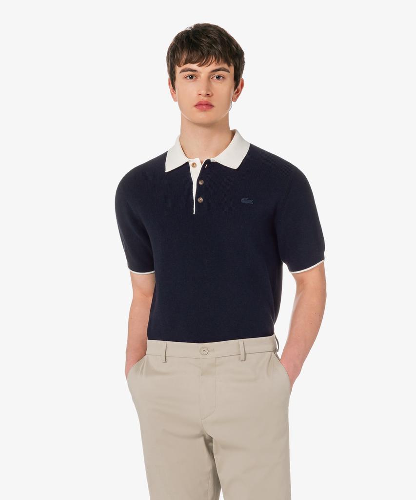 LACOSTE Men'S Rib Collar Spun Yarn Short Sleeve Sweater Polo Shirt Ph943E-56G 166