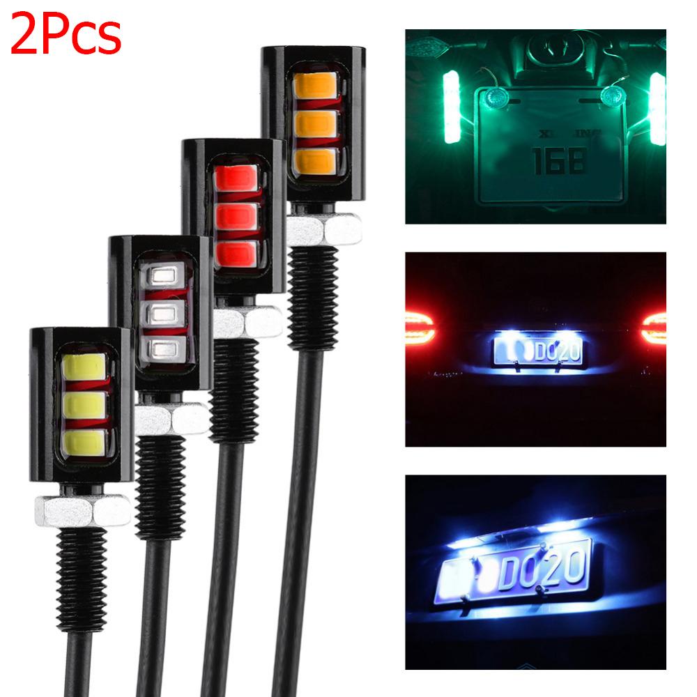 2Pcs New Screw Bolt Auto 3 LED Car Motorcycle Light Lamp License Number Plate