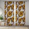 Modern Simplistic Style Sunflower Print Drapes for Living Room Bedroom Decor Rod Pocket Semi-Sheer for Windows Decorations