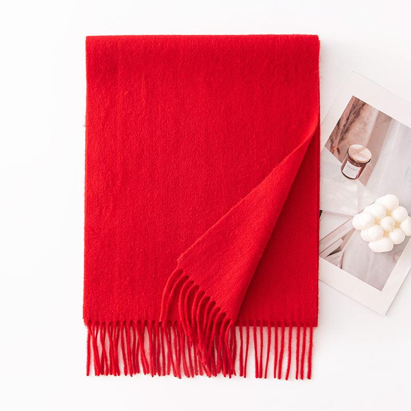 Autumn and Winter New Solid Color Scarf for Women Versatile Neck Scarf Thickened Warm Shawl Simple Tassel