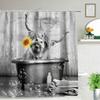 Funny Animal Shower Curtain Bathtub Yak Cow Donkey Jungle Wildlife Modern Minimalist Toilet Reading Goat Bathroom Shower Curtain