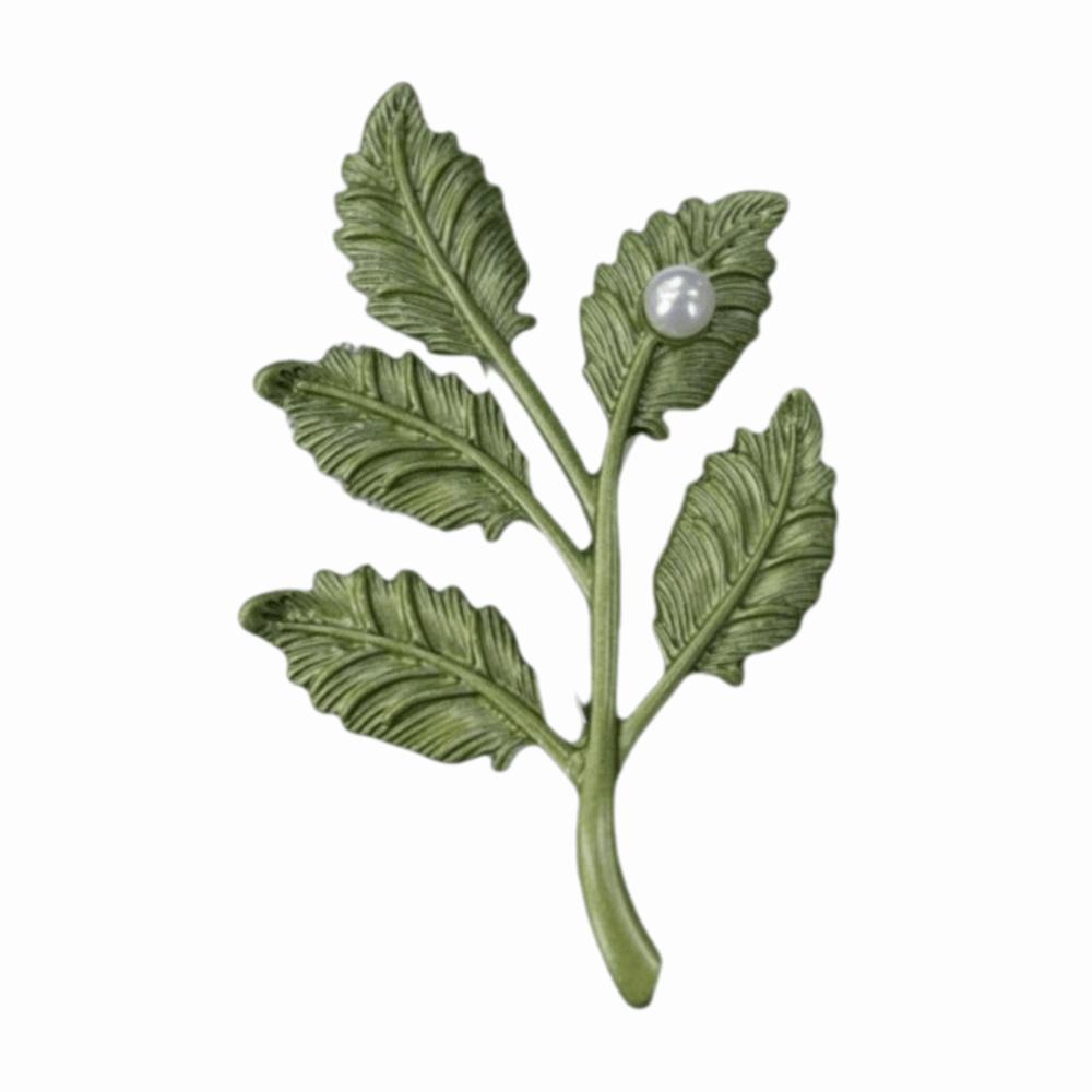 Vintage Leaf Brooch Handmade Pearl Brooch Nature Theme Plant Brooch Collar Accessories