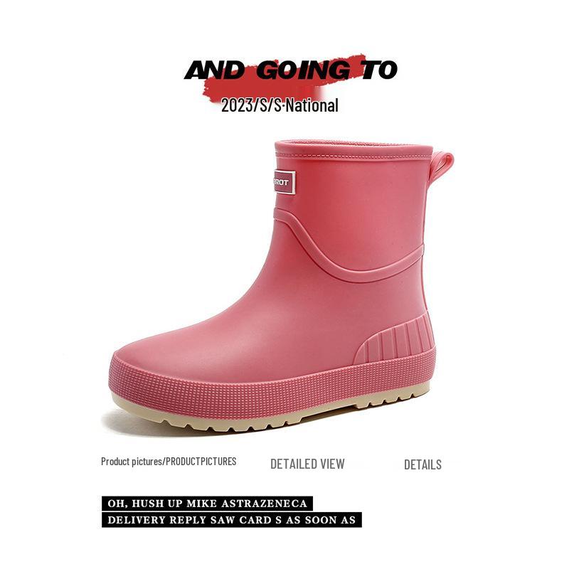 Women's Non-Slip Mid-Calf Japanese Rain Boots - Fashionable Waterproof Outerwear Shoes