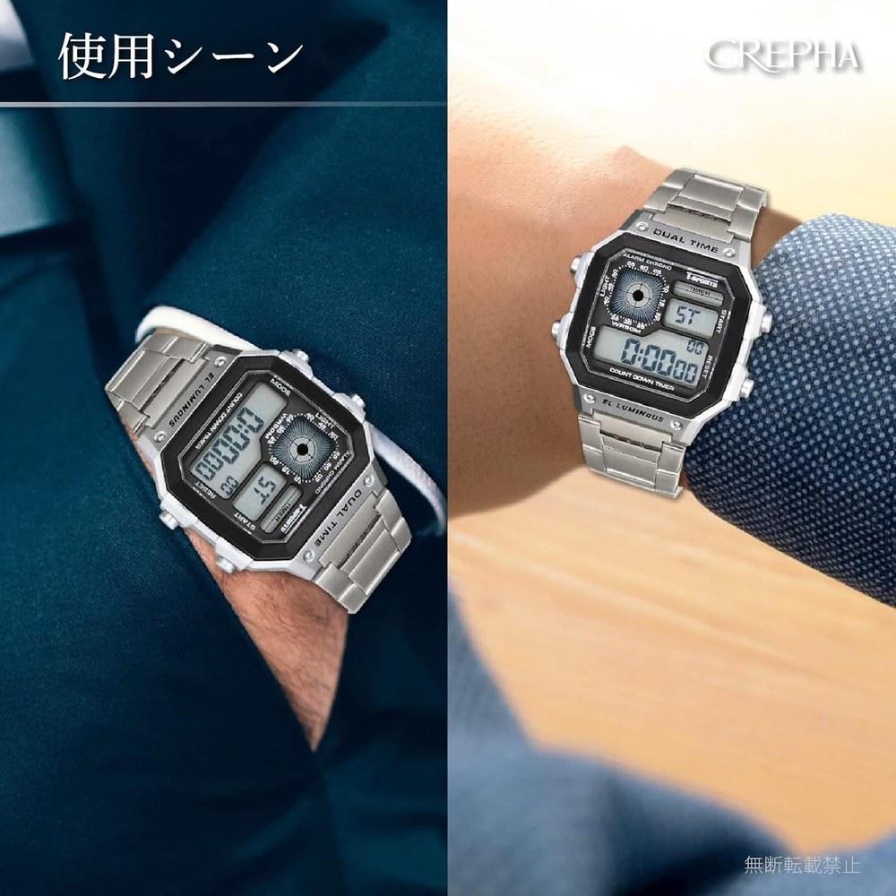 CREPHA T-SPORTS Цифровые наручные часы TS-D306-SV Многофункциональные Водонепроницаемые 5 АТМ Ретро Металлический ремешок Мужские