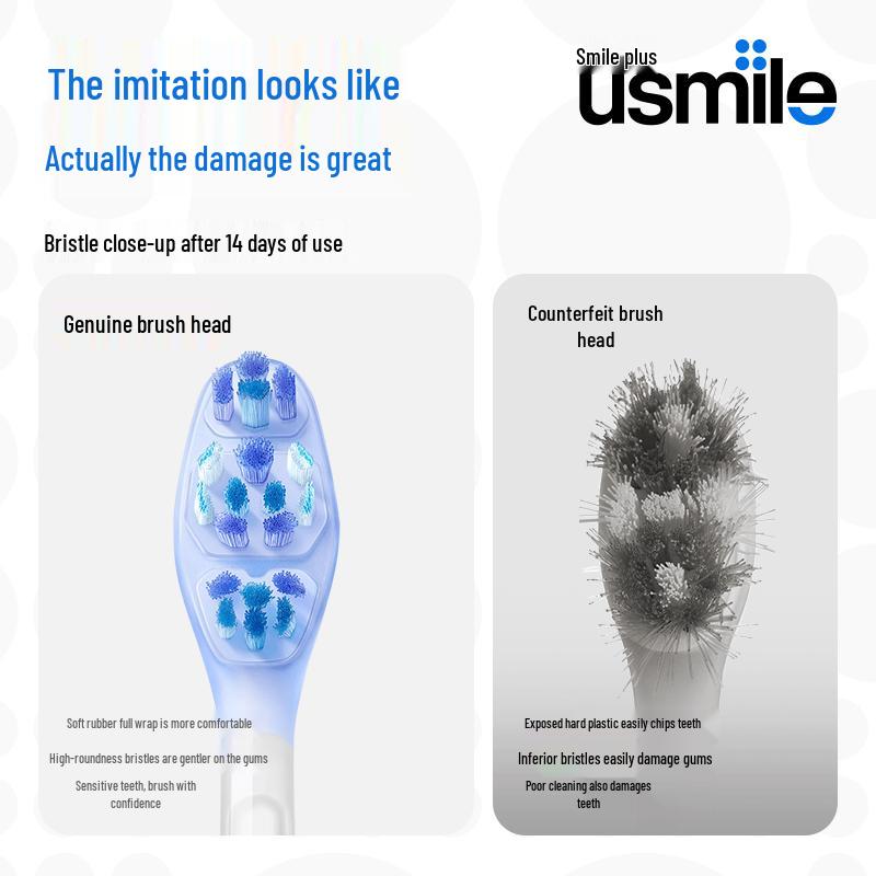 usmile Adult Shock-absorbing Brightening Electric Toothbrush Heads CN plug (adapter included)