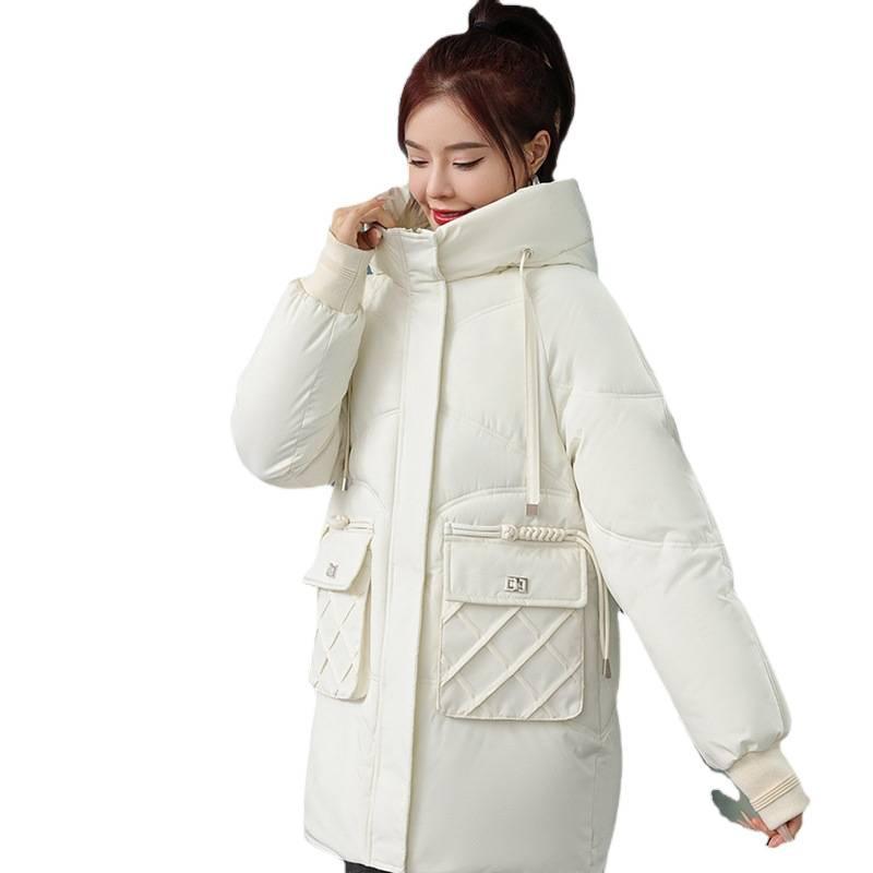 New Korean version character winter simple down cotton-padded clothes women's medium and long thickened fashionable large size bread