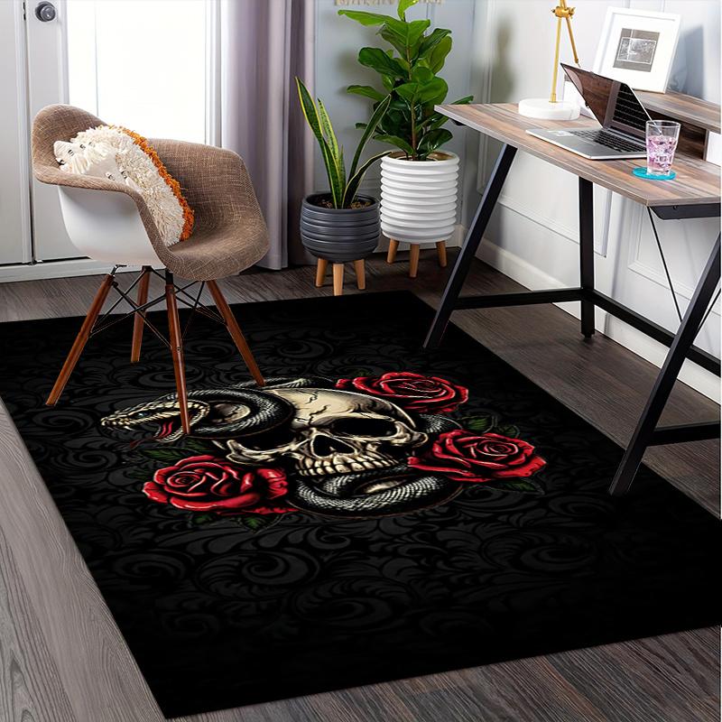 Chair Mat: Gothic Snake & Skull Office Carpet - Large Size, Home Decor, Sofa Rug, Gift for Office or Bedroom0214A