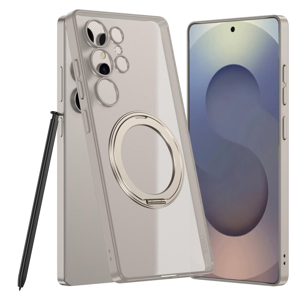 For Samsung Galaxy S25 Ultra Case Rotating Kickstand Translucent Matte PC+TPU Phone Cover Compatible with MagSafe