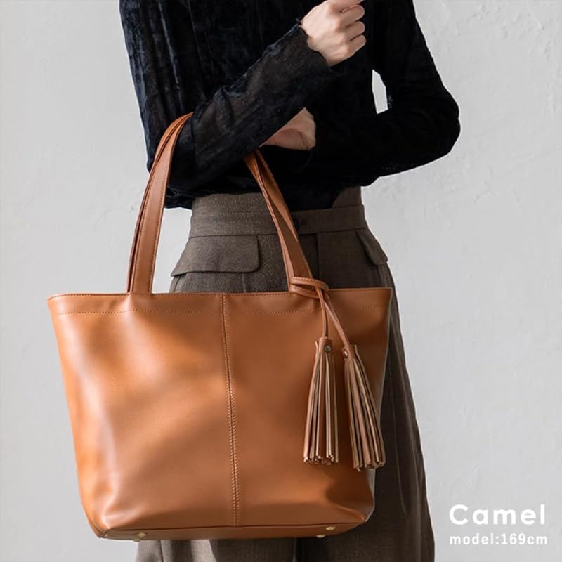 [VITAFELICE] Vita Felice with Tassel BIG Tote Bag Blpa-p1313 (camel)