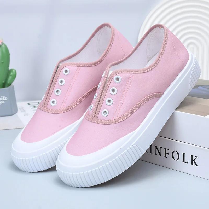 Мода 2024 Лето Новые Парусиновые Туфли Женские Туфли На Плоской Подошве Дышащий Верх Многоцветный Дополнительный Женский Обувь 35-40