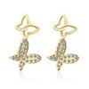 Design Sense Cold Wind Small Lock Fashion Zirconia Sparkling Classic Stud Earrings for Women Dazzling Female Elegant Accessories Timeless Jewelry