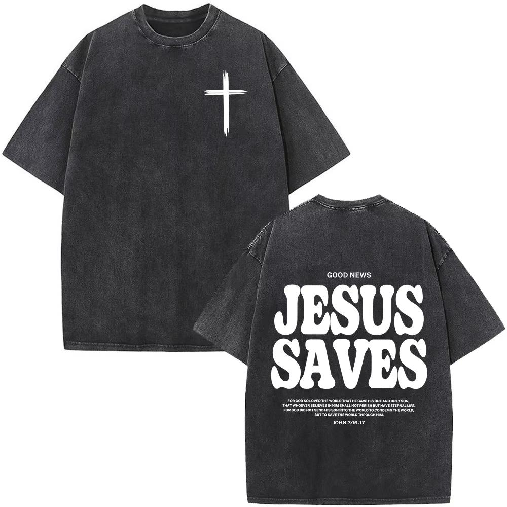 Vintage Washed Christian Jesus Faith Over Fear Bible Verse Graphic T-shirt Unisex Oversized Casual Streetwear Short Sleeve Soft Cotton Breathable Tops