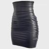European & American Plus-Size Sexy Pleated PU Leather Skirt - Tight Hip, Short Ins Style for Women