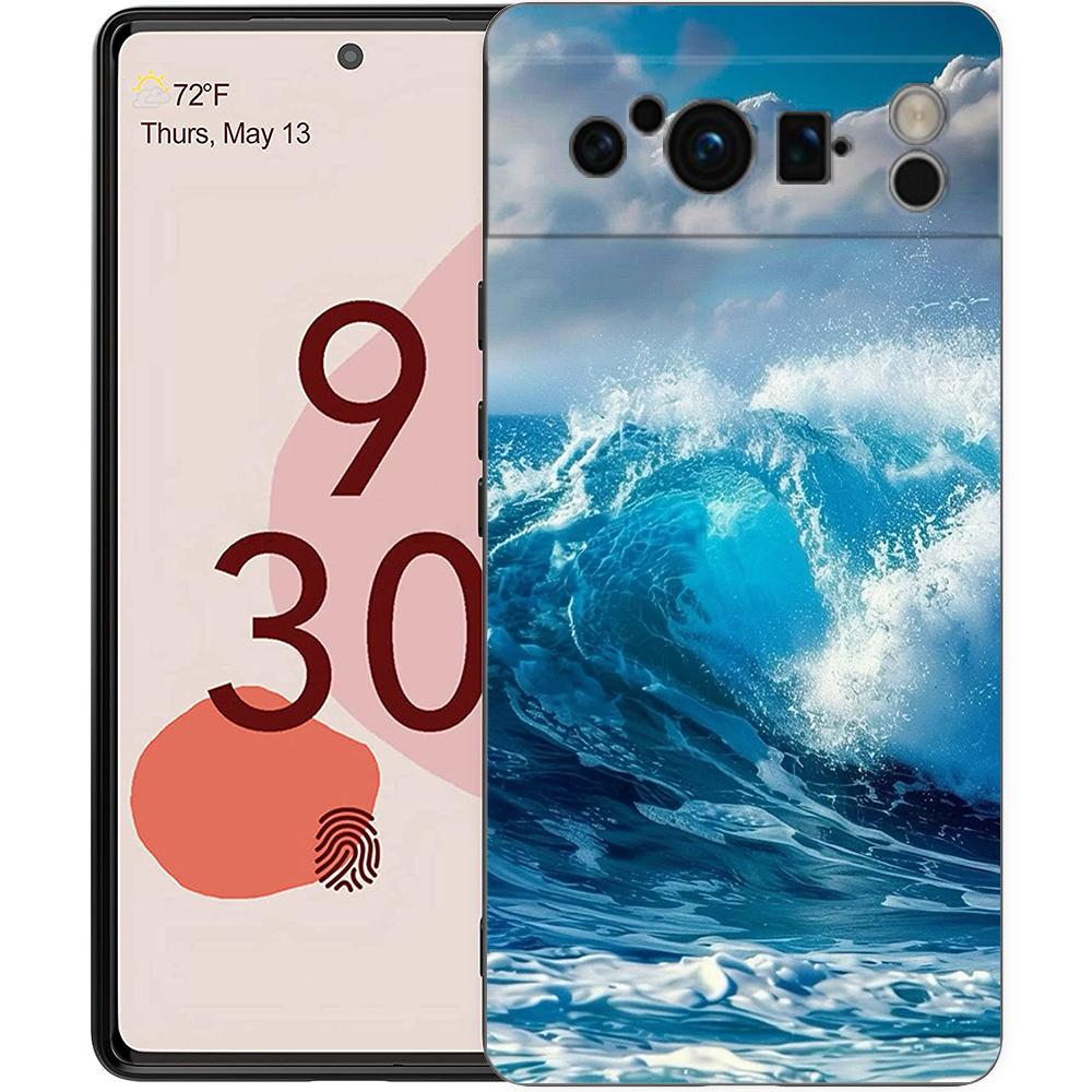 Чехол для телефона 'Синее море, океанские волны' для Google Pixel 9 8 9A 8A 7 7A 6 Pro XL 6A 5G, Черный, Мягкая задняя сторона, Роскошный TPU чехол