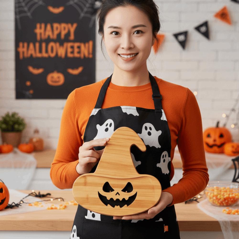 1pair Natural Color Pumpkin Cutting Board Pumpkin Shaped Halloween Charcuterie Board Cheese Lovers