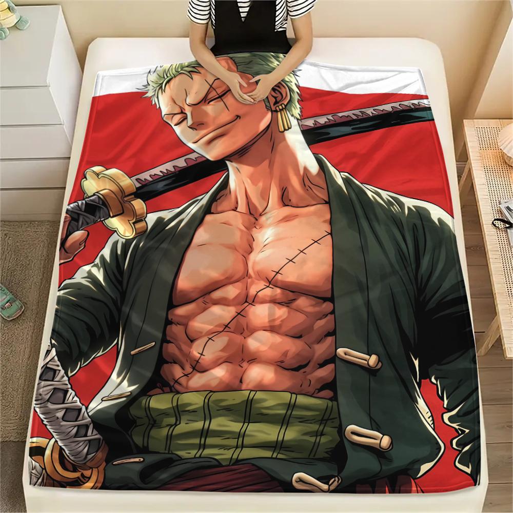 Фланелевое одеяло с принтом персонажей One Piece, Высококачественное, Удобное для всех сезонов, Декор для дома, Тепло и уют, Идеально для рождественских подарков
