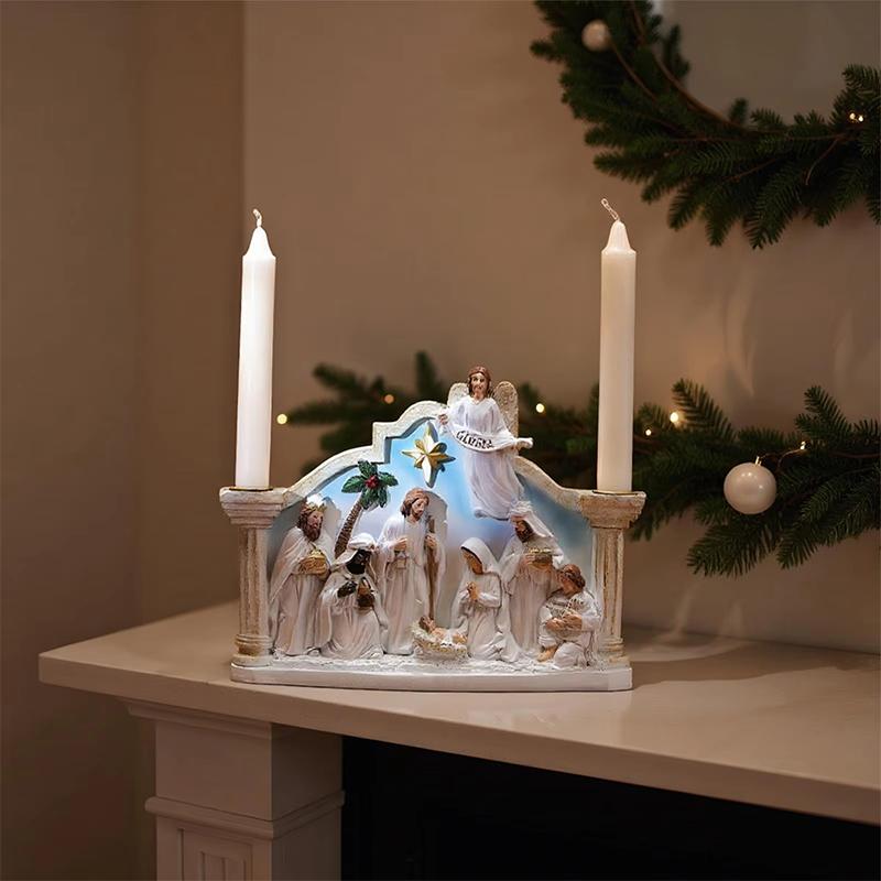 1PC Nativity Durable Tabletop Chip-Resistant Candle Holiday Christmas Gift Holder Smooth Manger Festive