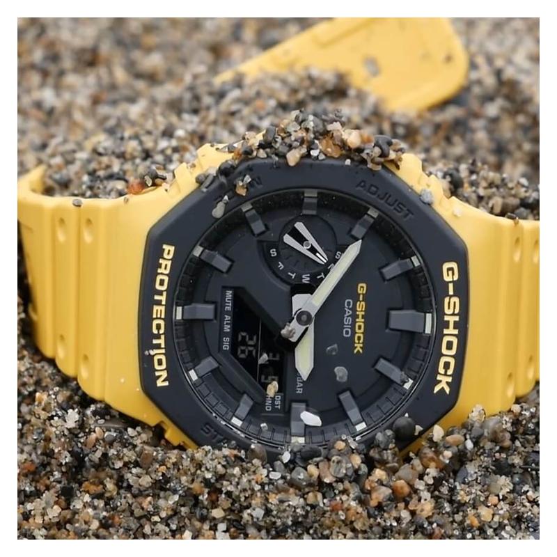 Casio Серия с двойным дисплеем LCD/Стрелки Восьмиугольная Фермерский дом Дуб Брюс Ли Цветовое сочетание Уличный Ретро Водонепроницаемый Спортивный Кварцевый механизм GA-2110SU-9A