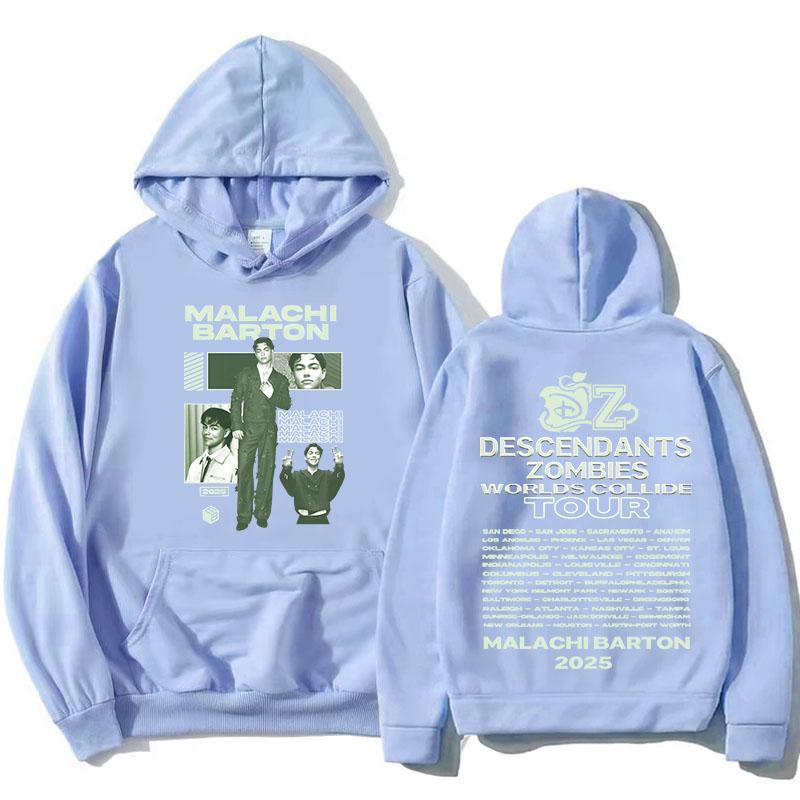 Малаки Бартон 2025 Толстовки Zzombies Worlds Collide Tour Свитшоты Длинный рукав Модные толстовки с капюшоном Пуловеры с принтом из фильма Худи для девочки