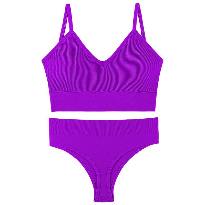 2Pcs Underwear Set Bra Set Women Panties Sexy G-String Seamless Bralette Female Wire Free Bra Sexy Panty Set Lingerie Soft Tank Crop Top Sleeping Bra