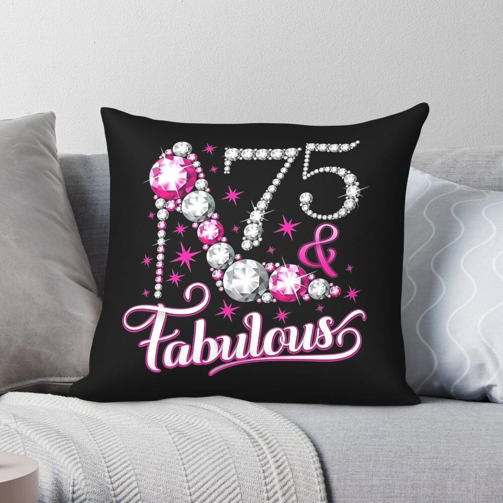 th Birthday Fabulous Lady Square Pillowcase Polyester Linen Velvet Printed Decorative Throw Pillow Bed Cushion Cover x