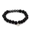 Stones and Minerals. 8 Mm Lava + Hematite Bead Bracelet. Made In France.